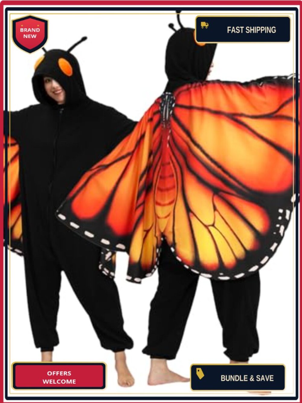 Adult Onesie Pajamas Polar Fleece Butterfly Halloween Cosplay Costume Sleepwear